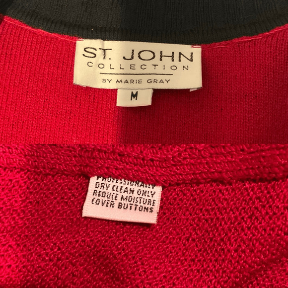 St. John Knit Jacket Red Black - Picture 8 of 10
